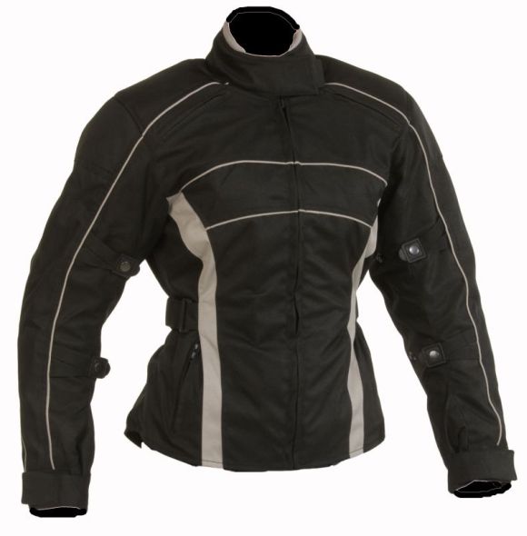 Damen Motorrad Jacke Motorradjacke Schwarz Grau S - XL