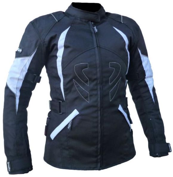 Damen Textil Motorrad Jacke Motorradjacke Schwarz Weiß Gr. S - XL