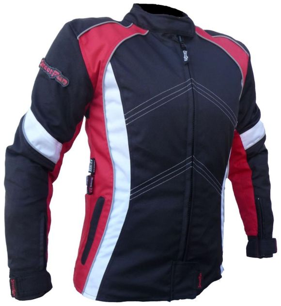 Damen Textil Motorrad Jacke Motorradjacke Schwarz Rot Gr. S - XL