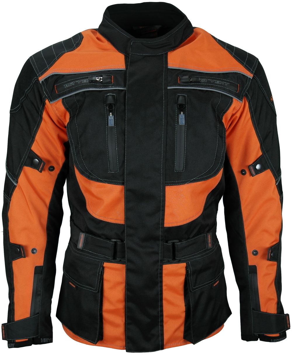 Orange Motorradjacke Textil Schwarz Mit Protektoren Herren