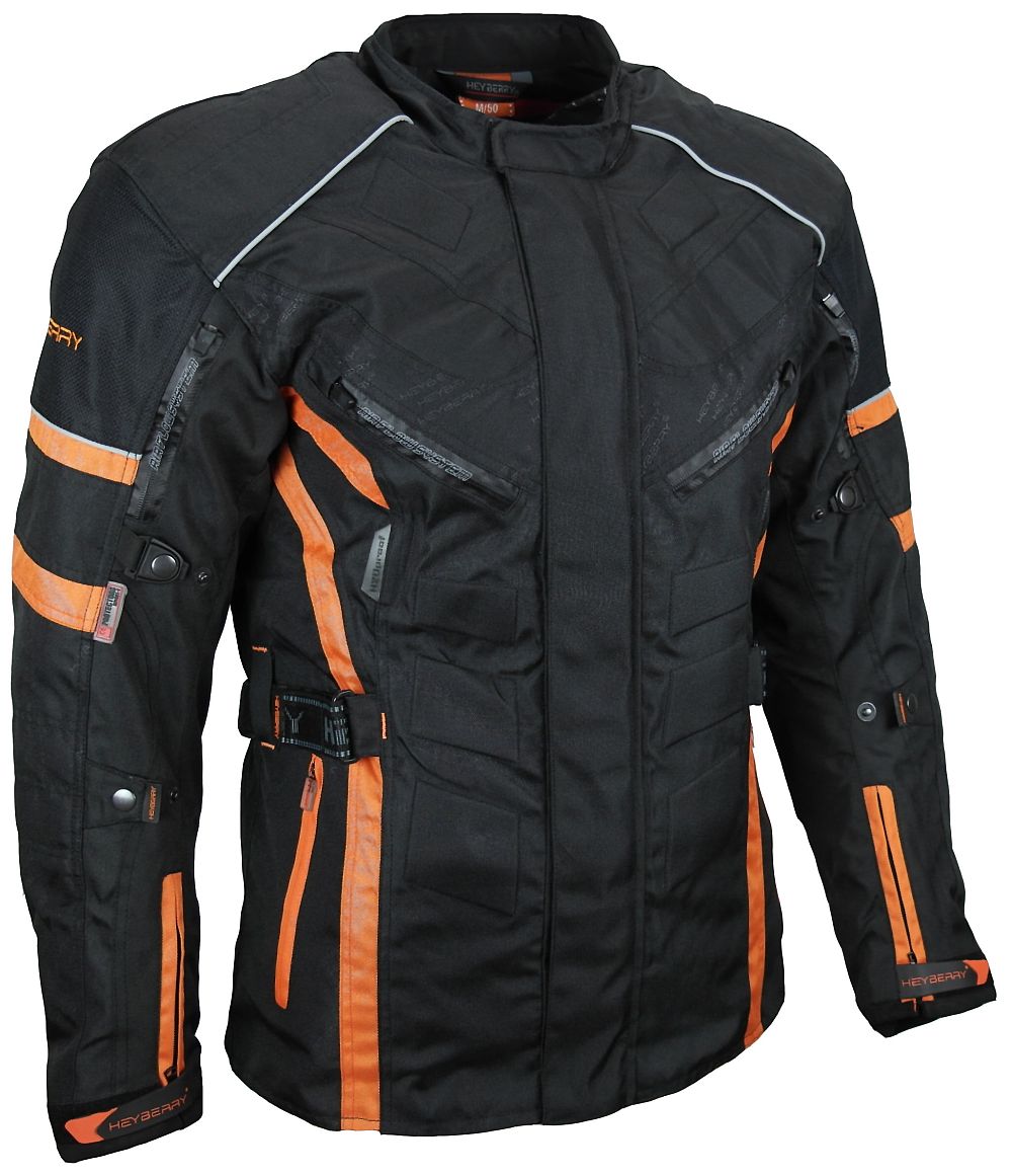 Herren Touren Motorradjacke Textil Heyberry schwarz orange Gr. M - 3XL