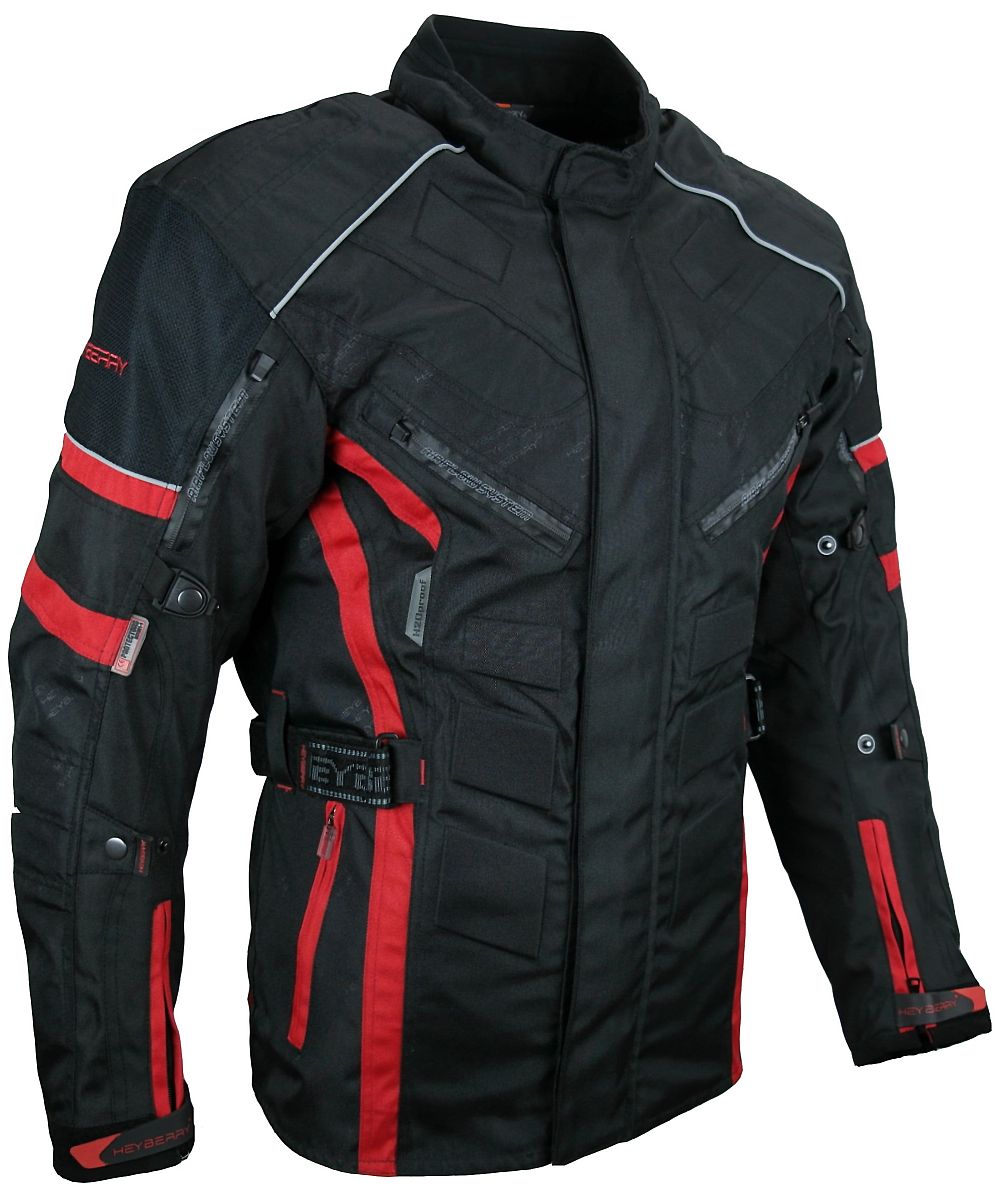 Herren Touren Motorradjacke Textil Heyberry schwarz rot Gr. M - 3XL