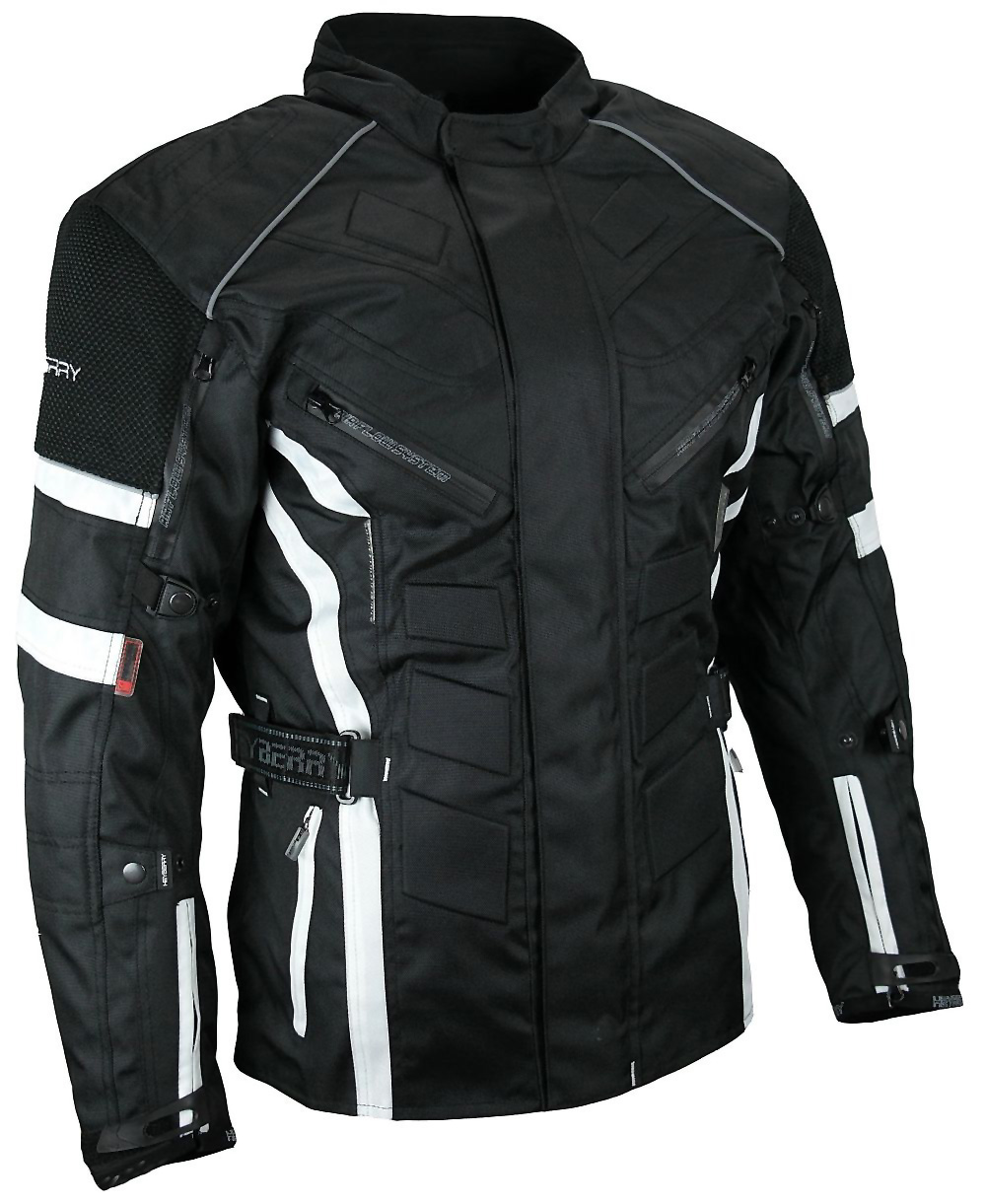 Herren Touren Motorradjacke Textil Heyberry schwarz weiß Gr. M - 3XL