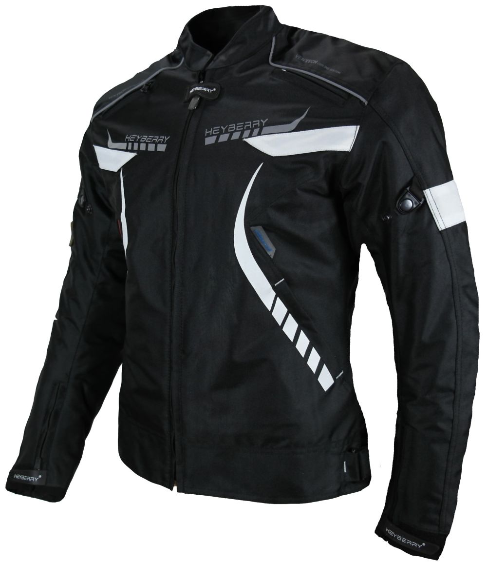 Heyberry Damen Motorradjacke Textil Schwarz Weiß Gr. S M L XL XXL