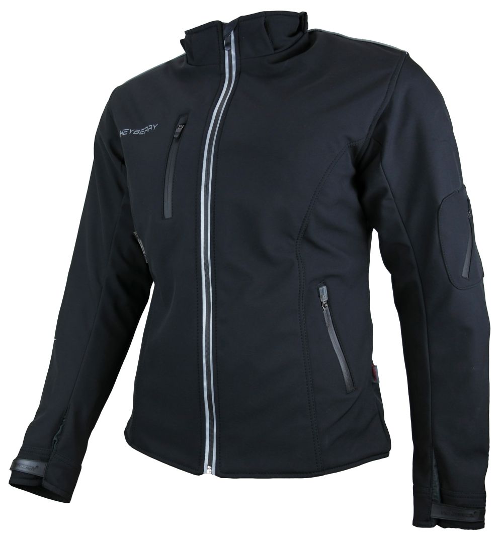 Heyberry Damen Motorradjacke Textil Soft Shell mit Kapuze Schwarz S - XXL