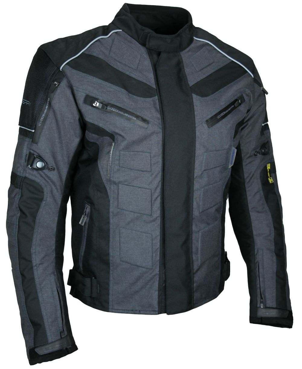 Kurze Textil Motorrad Jacke Motorradjacke Schwarz Grau Gr. M - 3XL