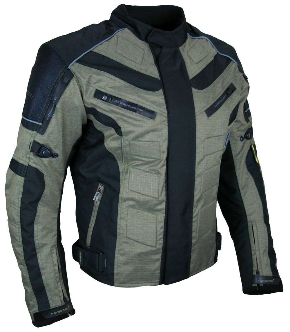 Kurze Textil Motorrad Jacke Motorradjacke Schwarz Olivgrün Gr. M - 3XL