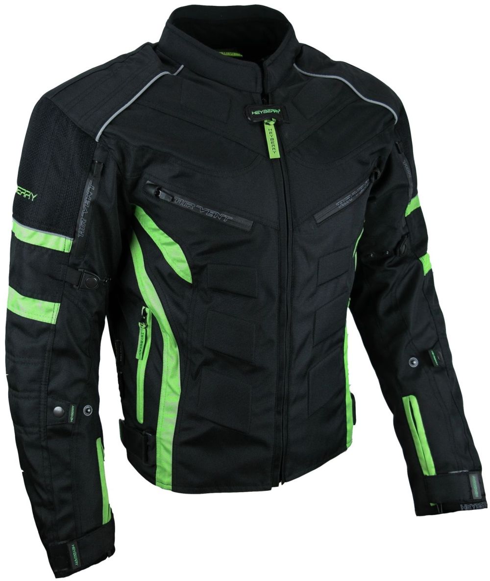 Kurze Textil Motorrad Jacke Motorradjacke Schwarz Grün Gr. M - 7XL