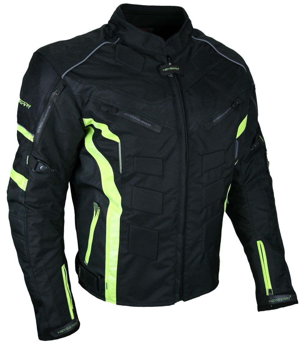 Kurze Textil Motorrad Jacke Motorradjacke Schwarz Neon M bis 7XL