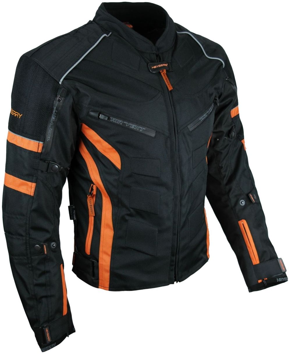 Kurze Textil Motorrad Jacke Motorradjacke Schwarz Orange Gr. M - 7XL