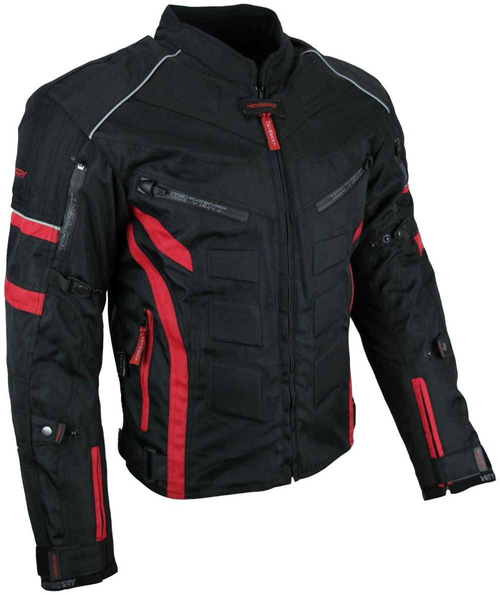 Kurze Textil Motorrad Jacke Motorradjacke Schwarz Rot Gr. M - 7XL