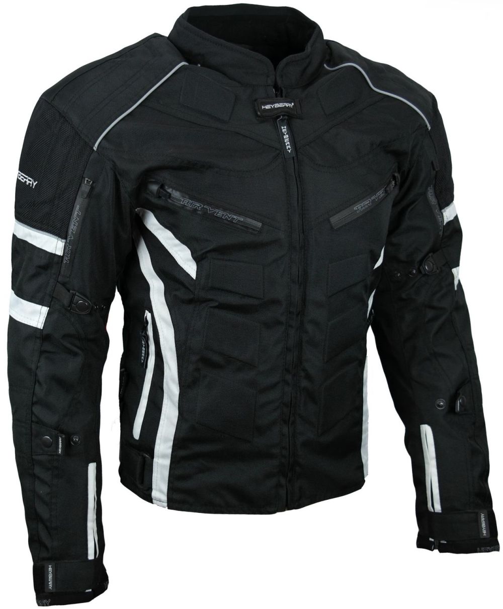 Kurze Textil Motorrad Jacke Motorradjacke Schwarz Weiß Gr. M - 7XL