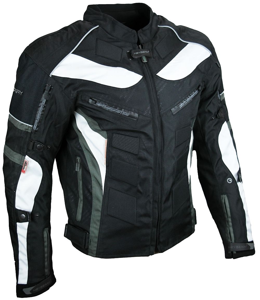 Heyberry Textil Motorrad Jacke Motorradjacke Schwarz Grau Gr. M - 7XL