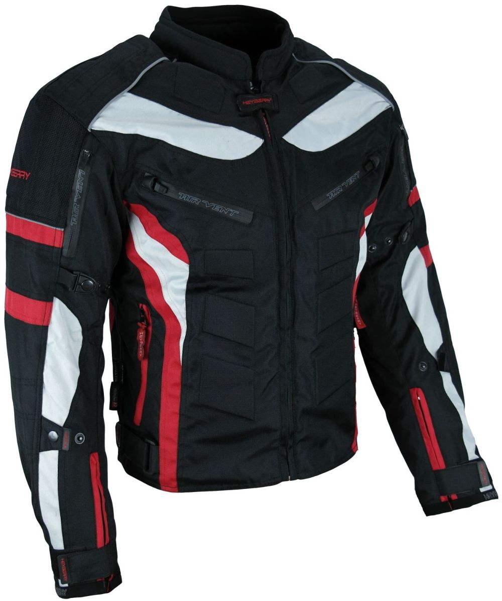 Heyberry Textil Motorrad Jacke Motorradjacke Schwarz Rot Gr. M bis 3XL