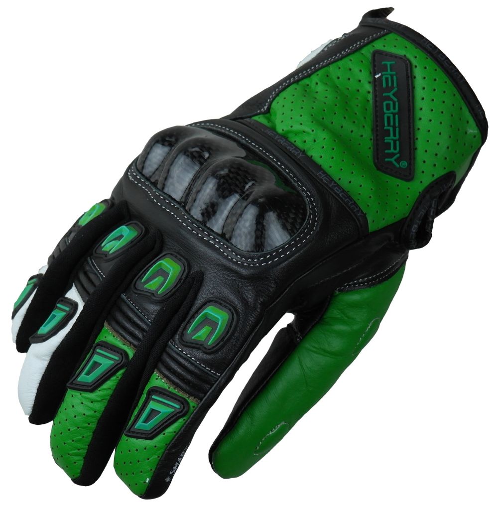 Motorradhandschuhe Leder Motorrad Handschuhe kurz schwarz grün Gr. M L XL 2XL