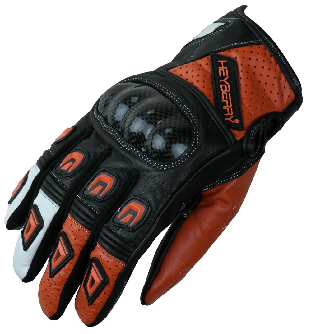 Motorradhandschuhe Leder Motorrad Handschuhe kurz schwarz orange Gr. M L XL 2XL