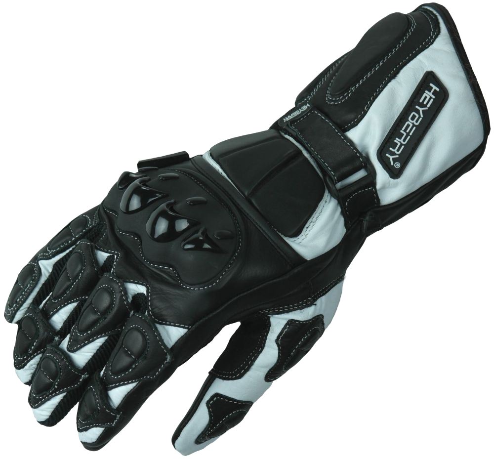 Heyberry Motorradhandschuhe Leder Motorrad Handschuhe schwarz weiß Gr. M - XXL