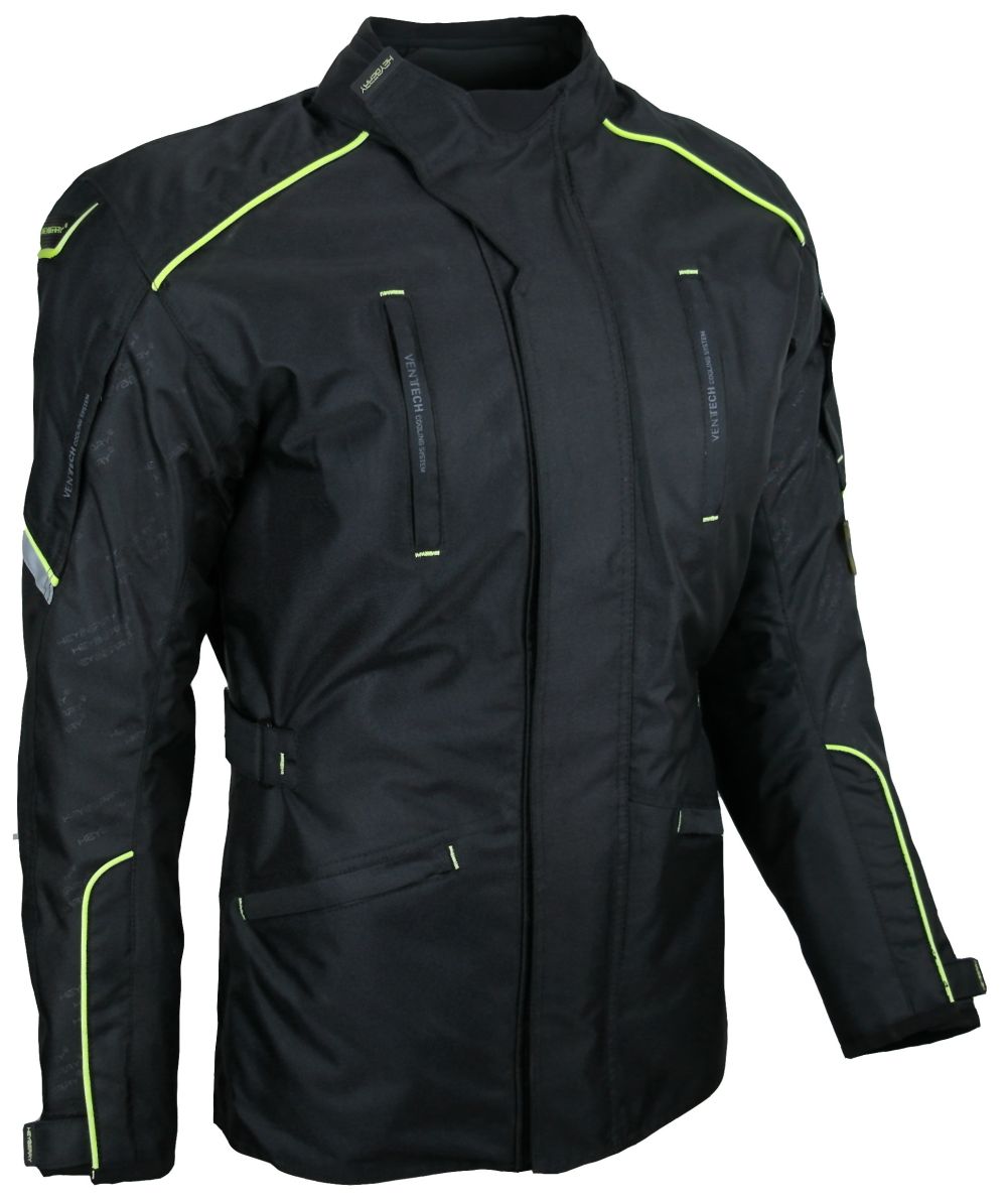 Heyberry Textil Touren Motorradjacke Motorrad Jacke schwarz neon Gr. M-3XL