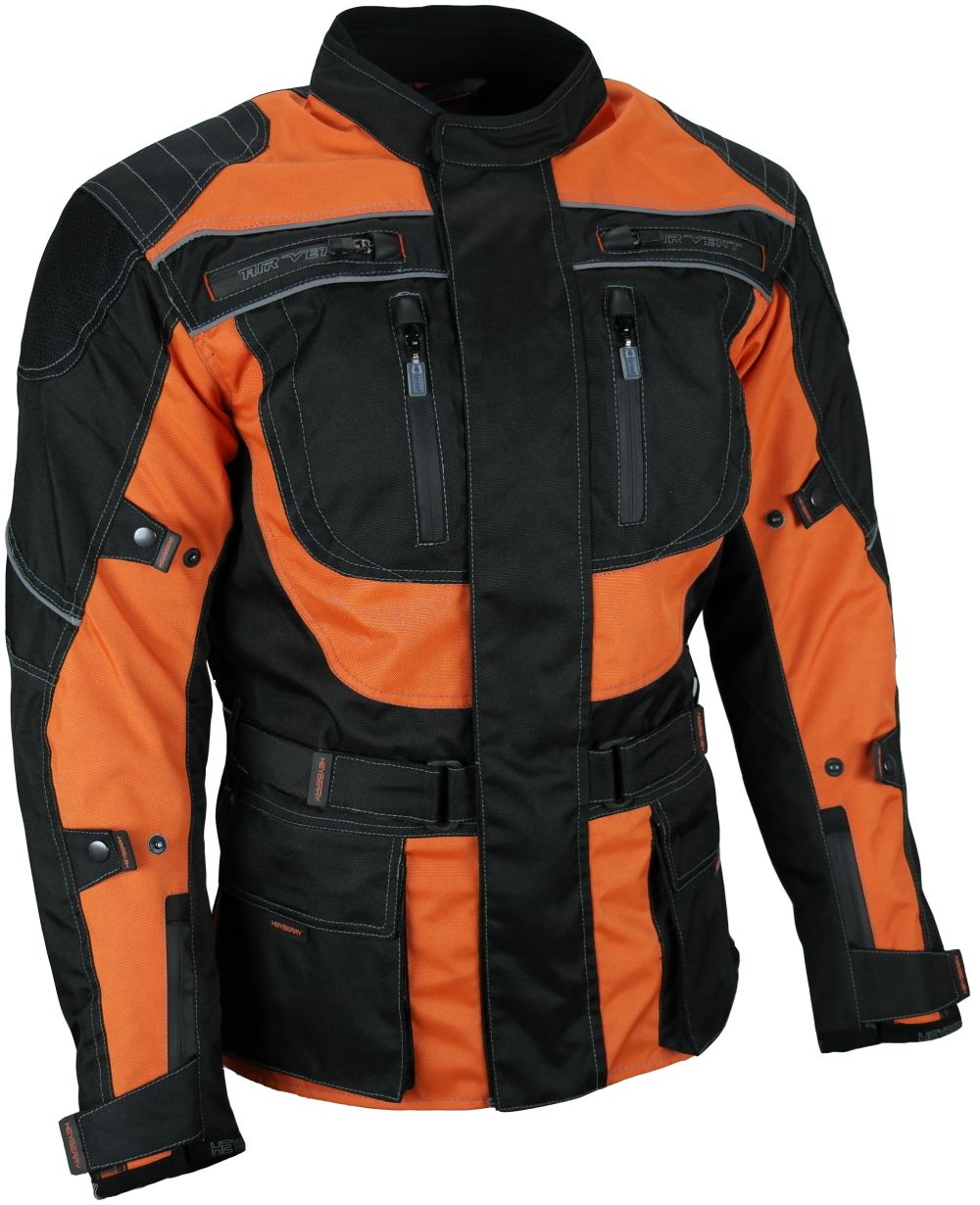 L Heyberry Textil Motorrad Jacke Motorradjacke Schwarz Orange Gr