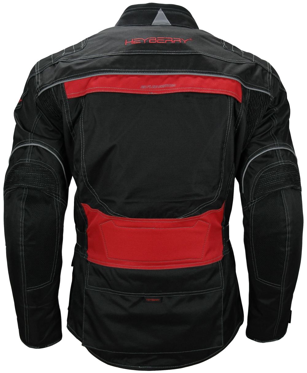 Heyberry Touren Motorrad Jacke Motorradjacke Textil schwarz rot  Gr. M - 3XL