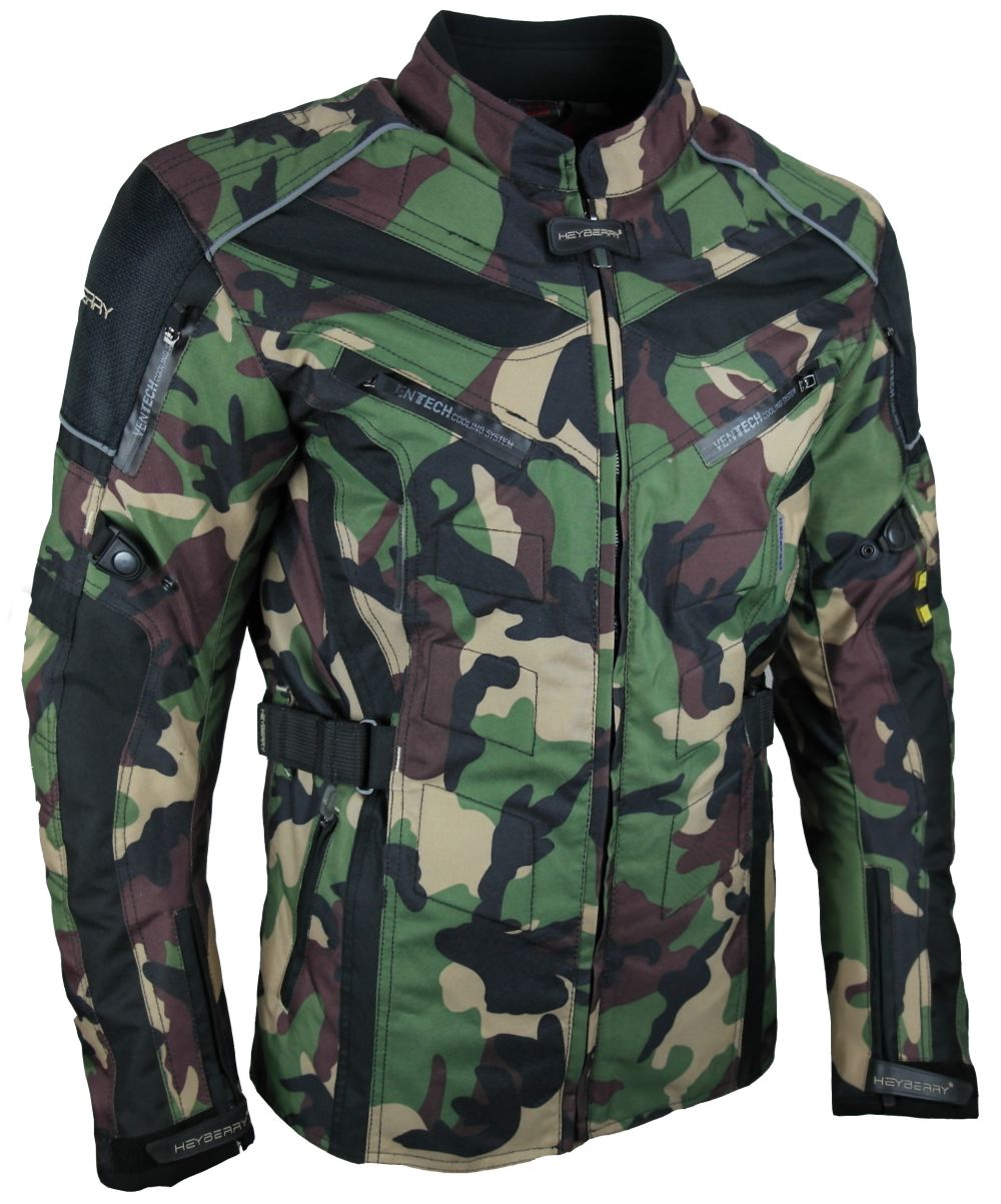 Heyberry Touren Motorrad Jacke Motorradjacke Textil Camouflage Grün M-7XL