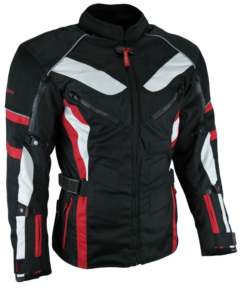 Heyberry Touren Motorrad Jacke Motorradjacke Textil schwarz rot Gr. M - 3XL